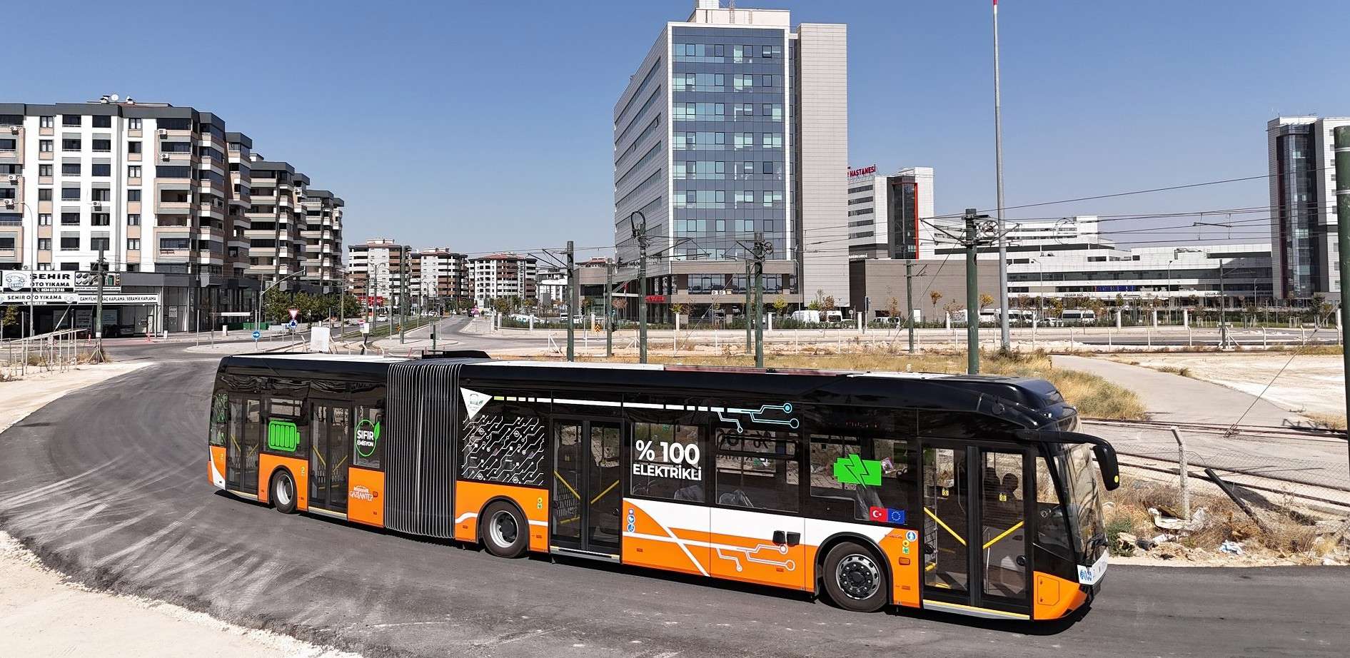 gaziantep’in elektrikli otobüsleri hizmet için şehre giriş yaptı